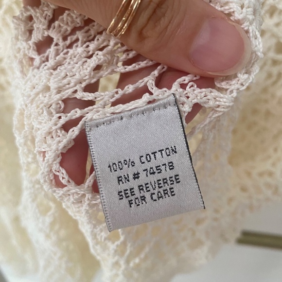 Style Handmade Womens Ivory Crochet Layered Summer Cotton Short Sleeves Top Sz M - Picture 7 of 8